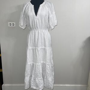 BETSEY JOHNSON SNOW WHITE DRESS TIERED PUFF SLEEVES SPECKLED PRINT